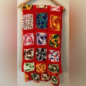 VIBRANT Handmade Granny Square Crochet Blanket | Mid-Century Modern Boho Throw